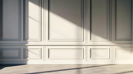 Fototapeta premium Elegant 3D Rendering of White Paneled Wall