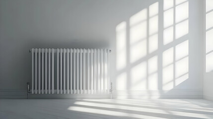 Bright Modern Home Interior with Radiator and Shadows