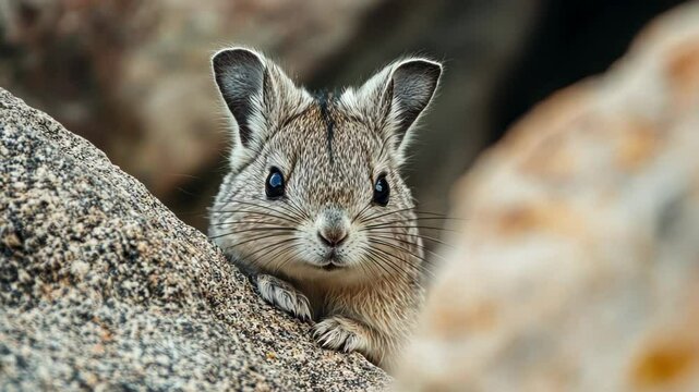 Curious Rock Hyrax Peeking from Behind a Rock