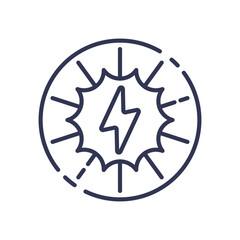 Icon of a lightning bolt in a circle, symbolizing energy conversion and power efficiency.