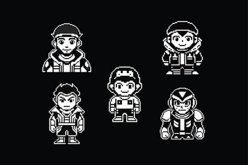 Engaging  pixel art character logos  gaming vectors and Art Styles