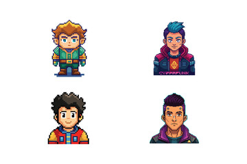 Engaging  pixel art character logos  gaming vectors and Art Styles