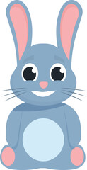 Adorable cartoon bunny rabbit with big eyes sitting and smiling