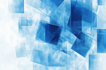 Fototapeta premium A creative arrangement of blank square papers on a soothing blue backdrop during a quiet afternoon
