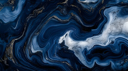 Obraz premium Abstract Blue Marble Texture with Dark Silver Accents