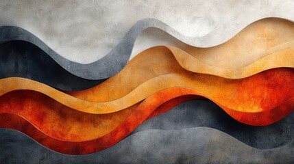 Hand-Drawn organic flowing minimalist curves in neutral fall hues and tones.