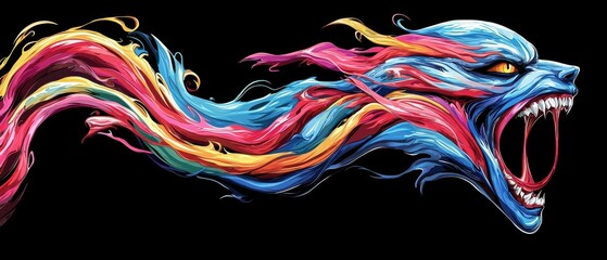 Obraz premium Abstract Face of Swirling Colors Representing Emotions and Imagination Blending Together