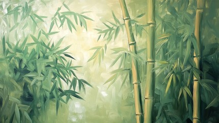 Bamboo Elegance, Lush green stalks adorned with delicate gold accents, Symbolizing wealth and good fortune in Feng Shui decor