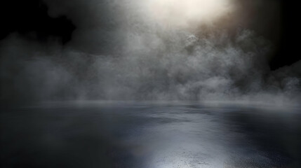 Fototapeta premium Mysterious Dark Fog with Smoke on Reflective Surface