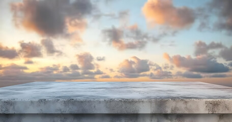 Obraz premium Empty Concrete Table with Blurred Background View