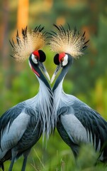 Fototapeta premium gray-crowned cranes in love