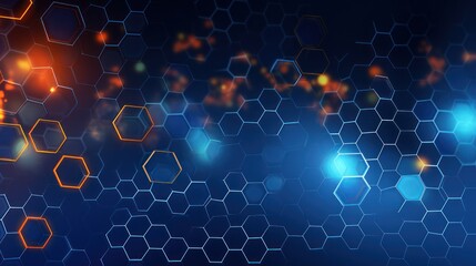 Abstract Hexagon Pattern with Glowing Lights