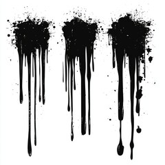 Four unique black stencil clipart images of horizontal spray paint drips on a white background