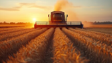 Fototapeta premium a combine harvester in wheat field with stock market graph overlay symbolizing the connection between agriculture ,grain market trends