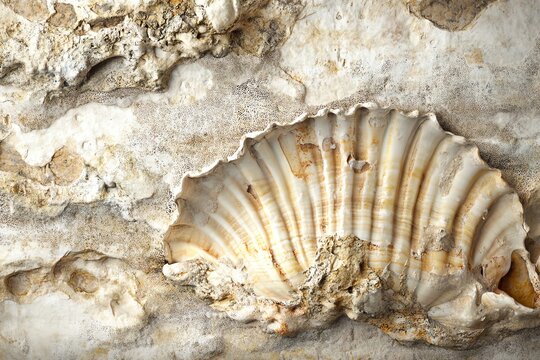 Rock with fossilized shell detail