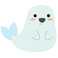 cute cartoon colored little seal, stock vector, white background
