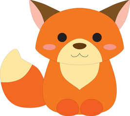 cute cartoon colored little red fox, stock vector, white background