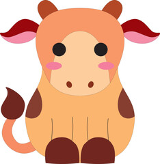 cute cartoon colored little spotted calf stock vector, white background
