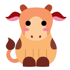 cute cartoon colored little spotted calf stock vector, white background