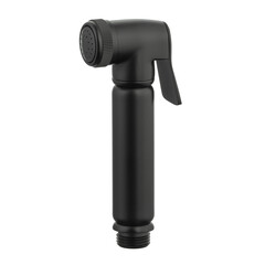 Black matte head of toilet nozzle for cleaning washing in the restroom, Isolated nozzle water toilet