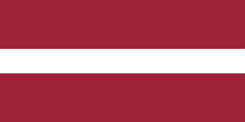 National Flag Republic of Latvia, carmine field bisected by a narrow white stripe (one-fifth the width of the flag)