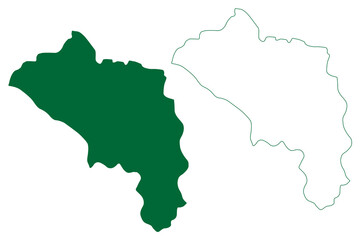 Upper Siang district (Arunachal Pradesh State, Republic of India) map vector illustration, scribble sketch Upper Siang map