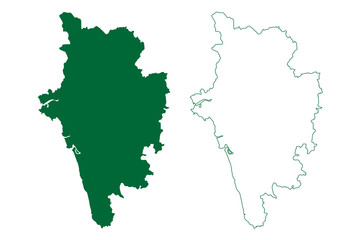 Uttara Kannada district (Karnataka State, Republic of India, Belgaum Division) map vector illustration, scribble sketch North Canara map