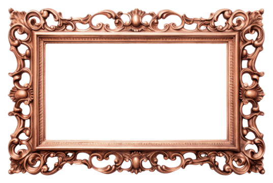 PNG Rose gold frame vintage rectangle white background architecture.