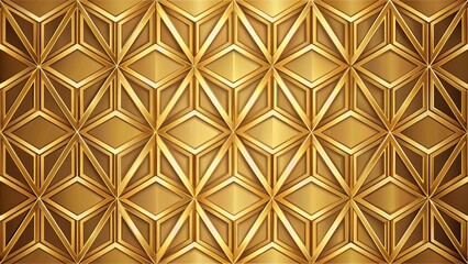 Fototapeta premium A sophisticated geometric pattern with golden hues, showcasing the intricate beauty of symmetrical design in a luxurious and elegant aesthetic.
