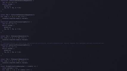 Coder Writing Random Code in a Dark IDE Environment
