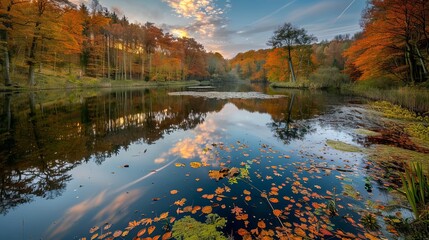 autumn landscape with lake