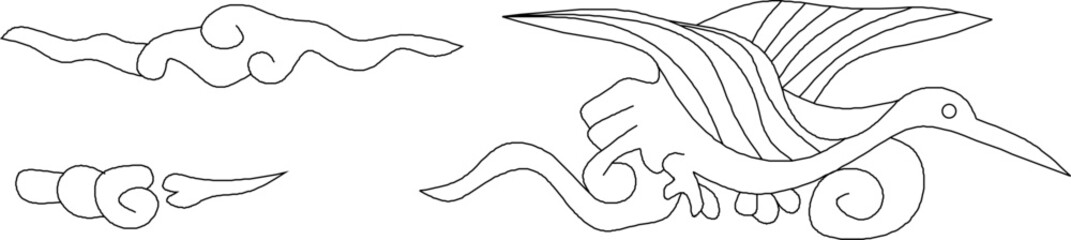 Vector sketch illustration silhouette design icon logo symbol classic vintage ethnic decorative ornament traditional carving