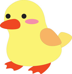 cute cartoon colorful little yellow duck stock vector, white background