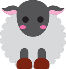 cute cartoon colored little curly sheep stock vector, white background