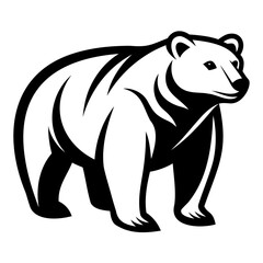 Grizzly or Polar bear black silhouette vector illustration on a white background, Logo icon