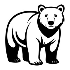 Grizzly or Polar bear black silhouette vector illustration on a white background, Logo icon