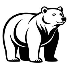 Grizzly or Polar bear black silhouette vector illustration on a white background, Logo icon