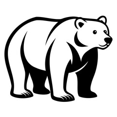 Grizzly or Polar bear black silhouette vector illustration on a white background, Logo icon