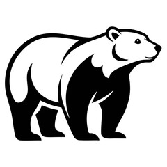 Grizzly or Polar bear black silhouette vector illustration on a white background, Logo icon