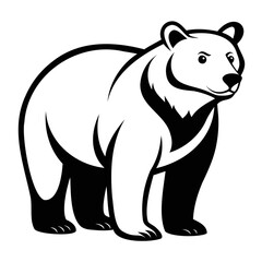 Grizzly or Polar bear black silhouette vector illustration on a white background, Logo icon