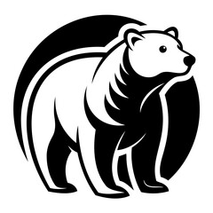 Grizzly or Polar bear black silhouette vector illustration on a white background, Logo icon