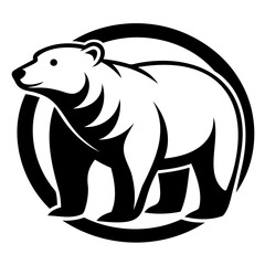 Grizzly or Polar bear black silhouette vector illustration on a white background, Logo icon