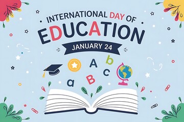 Naklejka premium Fun and Colorful International Day of Education Celebration Design