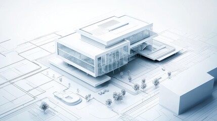 A professional architectural blueprint, showing the intricate layout of a multi-story commercial building.