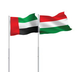 UAE,Hungary flags together on pole