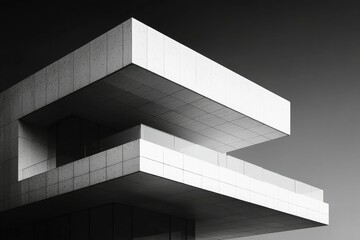 Fototapeta premium A Modern Building's Architectural Detail with a Concrete Overhang and a Balcony