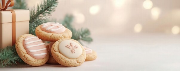 Delicious decorated cookies with festive accents, perfect for holiday celebrations and cozy gatherings.