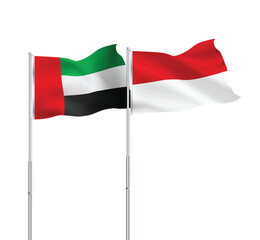 UAE,Indonesia flags together on pole