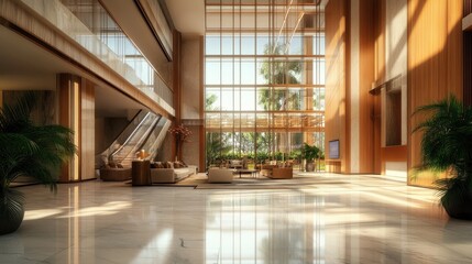 Modern Hotel Lobby with Natural Light
