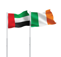 UAE,Ireland flags together on pole